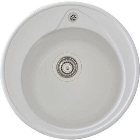 STRADOUR Evier a encastrer RONDA, en SMC BLANC UNI - 17, 1 bac, dim. Ø 49 cm, vidage manuel (1/2)