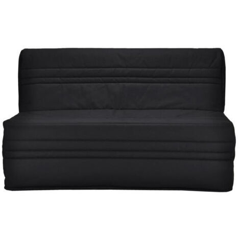 Les Tendances – Banquette BZ 3 places convertible en tissu noir – Dimensions L 143 x P 97 x H 89 cm – Couchage L 140 x L 190 cm – Fabrication française (1/5)