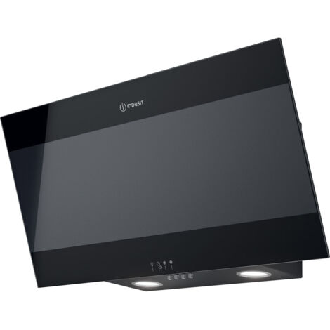 Indesit – Hotte décorative inclinée 80cm 647m3/h verre noir – Classe B – 70 dB – Mécanisme mécanique – IHVP83FLMK (1/5)