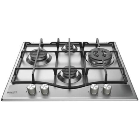 Hotpoint Ariston – Plaque de cuisson gaz 4 foyers – L 60 x P 51 cm – Puissance 8,85 kW – Grilles en fonte pour cuisson homogène (1/4)
