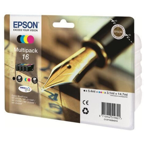 EPSON Multipack T1626 - Stylo Plume - Noir, Cyan, Magenta, Jaune (1/2)