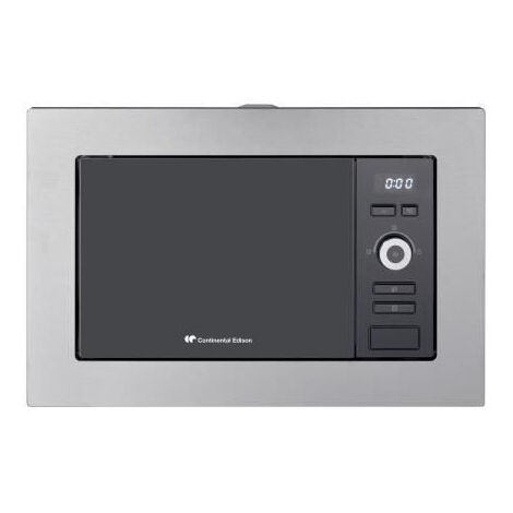 Continental Edison – Four micro-ondes encastrable 20L – Puissance 800W – Dimensions L59,5 x P34,5 cm – Inox et noir – Technologie de cuisson rapide