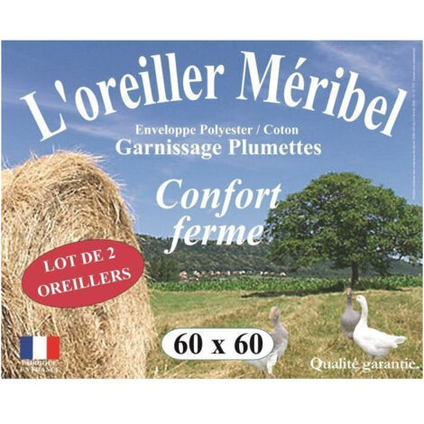 Dodo Lot de 2 Oreillers Meribel Plumettes 60x60 cm blanc