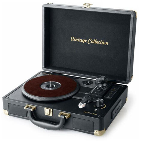Système stéréo tourne-disques Bluetooth – 2 enceintes intégrées – Vitesses 33/45/78 – Port USB et entrée auxiliaire – Muse