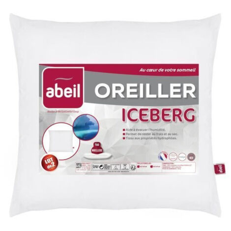 Les Tendances – Lot de 2 oreillers moelleux 60x60cm – Enveloppe microfibre 100% polyester – Traitement FERAN ICE® pour effet rafraîchissant – Lavable en machine (1/6)