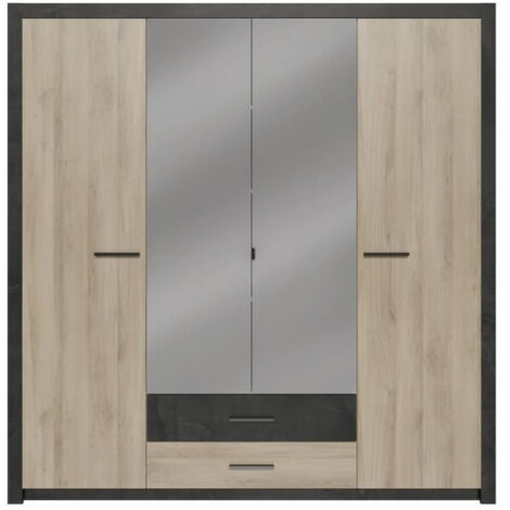 COLORADO Armoire 4 portes - Decor Chene Kronberg - L 198 x H 203,1 x 56,6 cm (1/5)