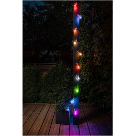 Guirlande solaire guinguette 3,8m : 10 ampoules multicolores. Créez une ambiance extérieure festive (1/4)