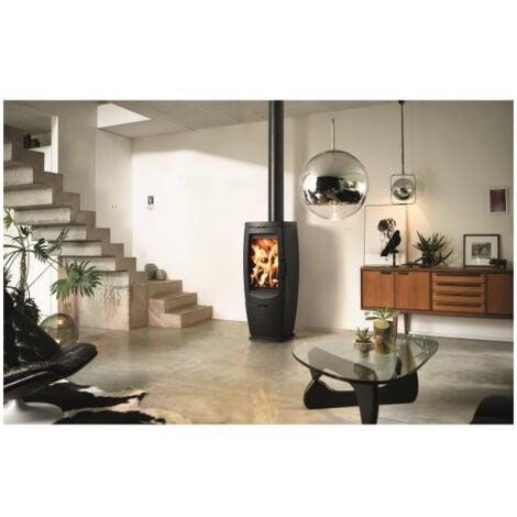 POELE A BOIS - Noir - Fonte - Porte latérale - 10 kW - Bûches de 33 cm  SUPRA - ZOE