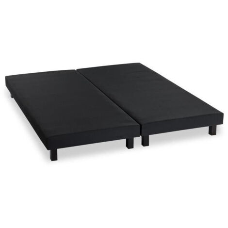Sommiers tapissiers a lattes x 2 - 160 x 200 - Bois massif noir + pieds - DEKO DREAM Rakenne (1/5)