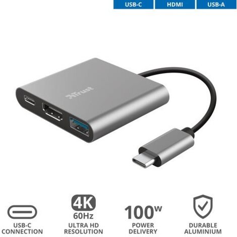 Trust Dalyx USB 3.2 Gen 1 (3.1 Gen 1) Type-C Aluminium, Noir (1/5)
