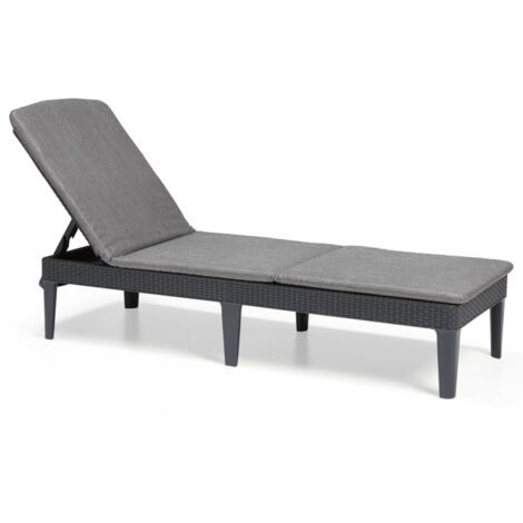 Keter – Chilienne en résine imitation rotin tressé – Dossier inclinable 4 positions – Couleur gris graphite – Entretien facile avec nettoyage à l'eau savonneuse