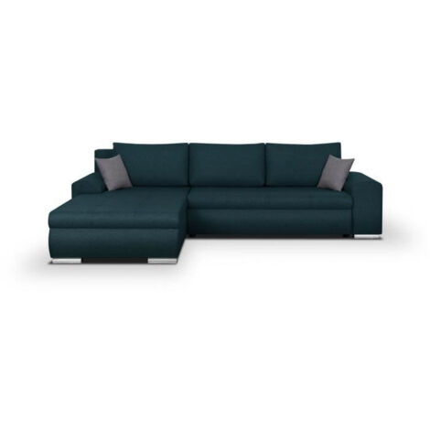 Les Tendances – Canapé d'angle convertible réversible 5 places – Coffre de rangement – Tissu 100% polyester – Dimensions L 289 x P 94/188 x H 88 cm