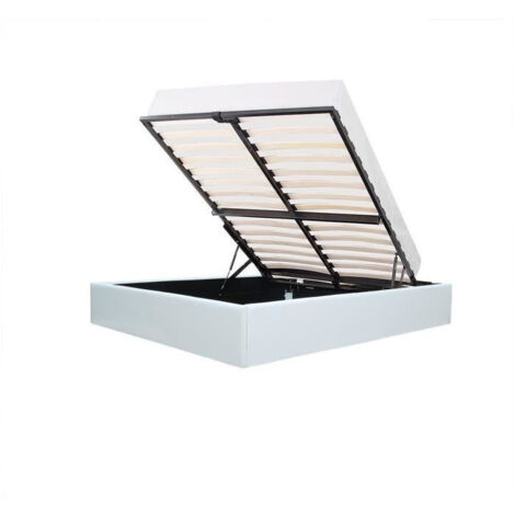 Les Tendances – Lit coffre adulte 160 x 200 cm – Simili blanc – Sommier inclus – Rangement intégré – Design moderne (1/8)