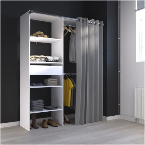 Dressing EKIPA Blanc - Dimensions 220 X 40 X 180 Cm (L X P X H) - Armoire De Rangement Avec Portes - 11