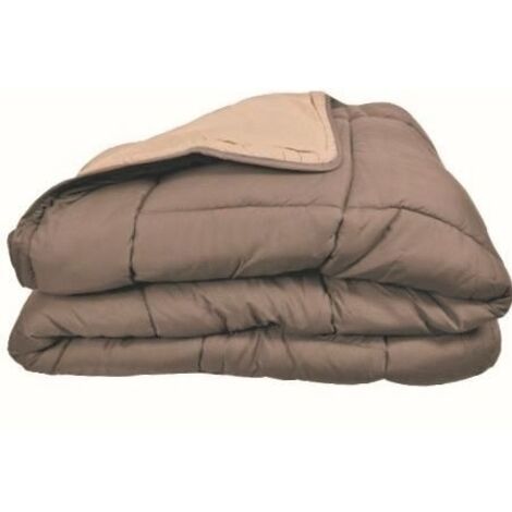 Couette chaude Microfibre 400 gr/m2 CALGARY Taupe + Lin 140x200cm