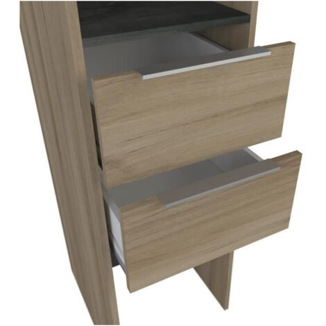 DANA Kit dressing 2 colonnes + 2 penderies + 4 tiroirs - Decor chene kronberg - L 115 x P 50,1 x H 203 cm