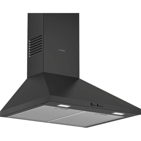 Bosch – Hotte décorative murale 60cm 360m³/h noir – Évacuation ou recyclage – 3 vitesses – Niveau sonore 66 dB – DWP64BC60