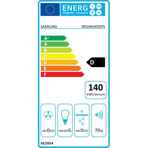 Hotte décorative murale Samsung NK24M3050PS/U1 60 cm acier inox 512 m³/h 3 vitesses (1/4)