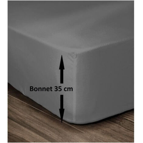 Les Tendances – Drap housse 100% coton 160x200cm – Bonnet 35cm – Spécial matelas épais – Gris foncé