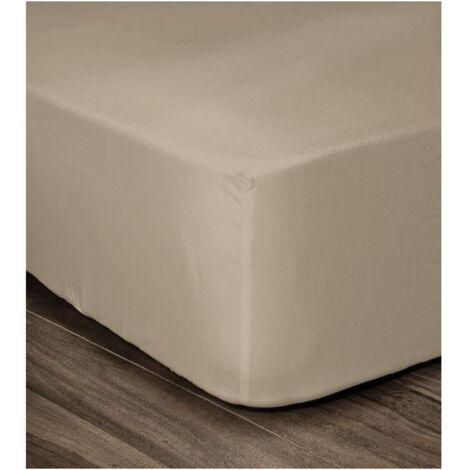 Les Tendances – Drap housse 100% coton beige 180x200 cm – Bonnet 30 cm – Lavable en machine 40°C – Certifié OEKO-TEX (1/3)
