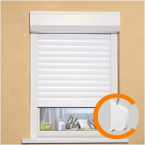Volet roulant électrique 120 x 100 cm – PVC recoupable – Manœuvre manuelle à sangle – Isolation thermique et phonique – Coloris blanc
