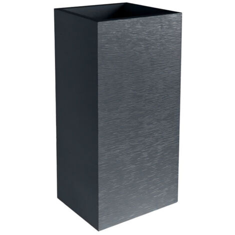 EDA – Pot de fleurs carré haut 40 cm – Jardinière en béton – Volume 31 L – Dimensions 39,5 x 39,5 x H. 80 cm – Gris anthracite