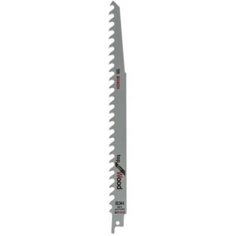 Bosch – Set de 2 lames de scie sabre 240 mm – HCS pour bois tendre et construction – Capacité de coupe 190 mm – Denture 3 TPI - S1542K