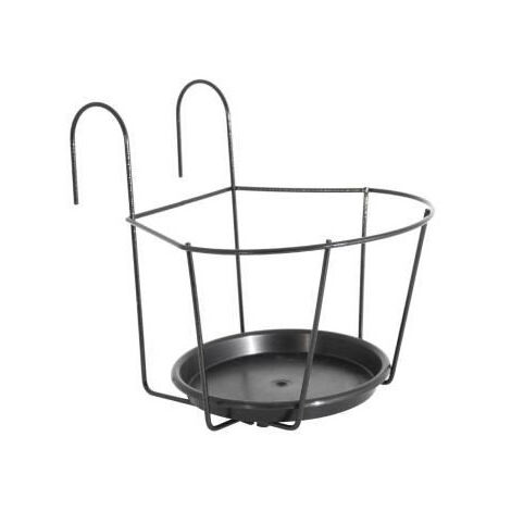 ARTEVASI Porte-Pot pour balcon avec Soucoupe - Gris anthracite - 25 x 25 cm (1/3)