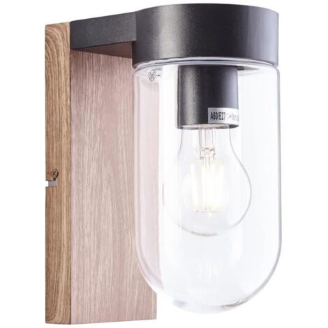 Applique extérieure CABAR - BRILLIANT - bois foncé/noir - métal/verre E27 1x40W (1/4)