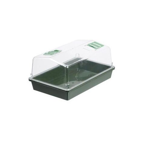 Nature – Mini serre de culture H18 cm – Dimensions 37,5 x 24 cm – Terrine rigide en plastique – 2 aérateurs coulissants pour humidité optimale