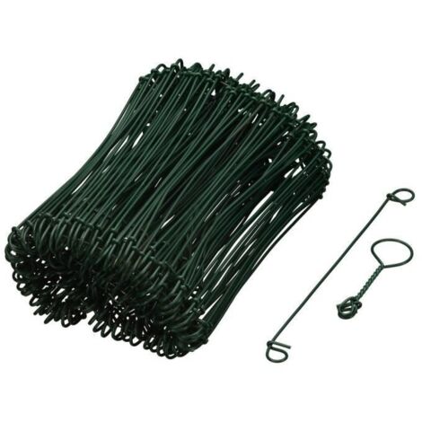 NATURE Lot de 200 Liens a boucle en acier galvanisé plastifié naturellement vert - (L16 cm x Ø1,4 mm)