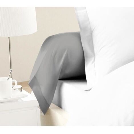 LOVELY HOME Lot de 2 Taies de Traversin 100% coton 85x185 cm gris clair