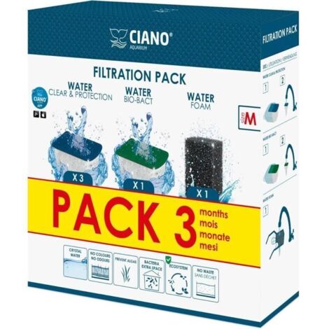 CIANO, Aquarium Consommables - Cartouches de Filtration de Rechange pour Filtre d'Aquarium- Pack 3 mois - Taille M (1/5)