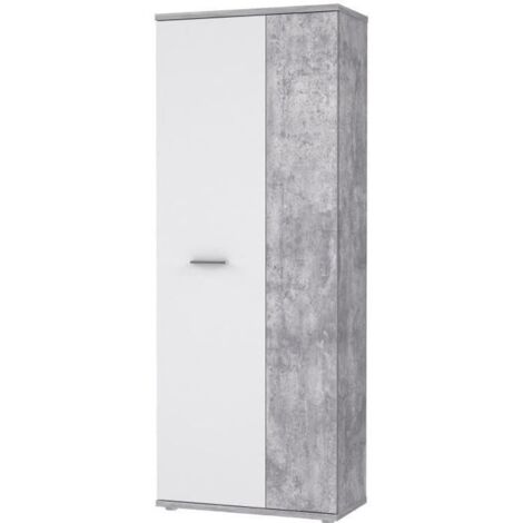 Armoire a chaussures MISCA - Style contemporain effet béton et blanc mat - L 69 cm (1/5)