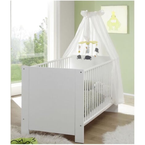 OLIVIA Chambre Bebe Complete : Lit 70140 cm + Armoire + Commode - blanc