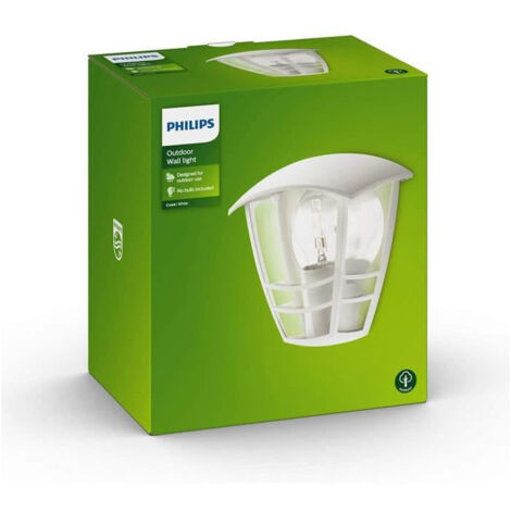 Philips – Applique extérieure blanche 60W E27 – Aluminium et polycarbonate – IP44 pour espaces extérieurs – Dimensions 195x130mm - 153873116