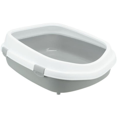 TRIXIE Bac a litiere Primo, avec rebord - XXL - 56 x 25 x 71 cm - Gris et blanc - Pour chat (1/4)
