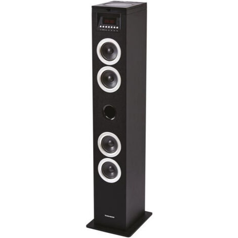 Thomson – Chaine HiFi Bluetooth 60 W avec lecteur CD et radio FM – Affichage LED – Port USB et entrée auxiliaire jack 3,5 mm