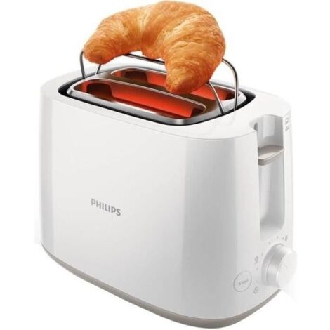 Philips – Grille-pain 2 fentes larges – 8 réglages de brunissage – Fonction réchauffage et décongélation – Parois froides pour sécurité