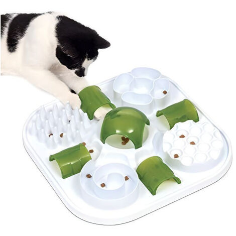 Jouet interactif pour chat Catit Play Treat Puzzle – 6 activités stimulantes – Plastique sans BPA – Base antidérapante – Lavable au lave-vaisselle