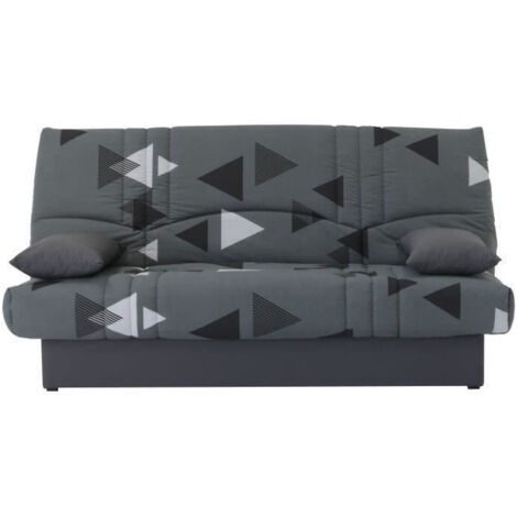 Les Tendances – Banquette clic clac 3 places – Tissu Bikini gris – Dimensions L 190 x P 92 cm – Confort optimal pour espaces modernes