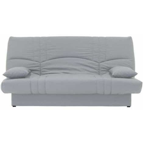 Les Tendances – Banquette clic clac 3 places – Tissu coton gris clair – Dimensions 190 x 92 cm – Housse surpiquée pour design classique (1/5)