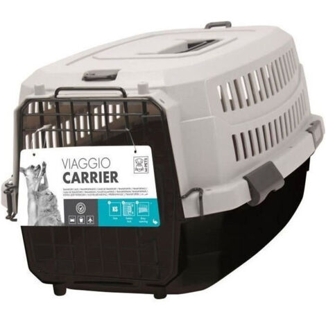 Caisse de transport pour chien jusqu'à 16 kg – Dimensions 68 x 47,6 x 45 cm – Plastique léger et facile à nettoyer – Grilles métalliques pour ventilation – M Pets