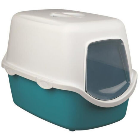 Bac à litière fermé pour chat 40 x 40 x 56 cm – Plastique durable aigue-marine – Réduction des odeurs – Fermeture Easy Click – Trixie