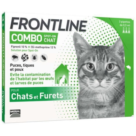 Frontline Combo chat - Anti-puces et anti-tiques pour chats - 3 pipettes
