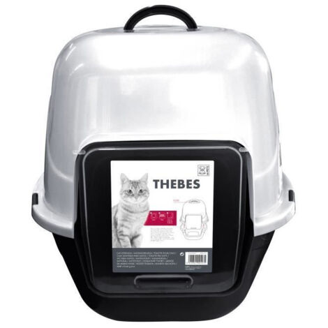 MPETS Maison de toilette Thebes - 62x53x58 cm - Noir et blanc - Pour chat (1/5)