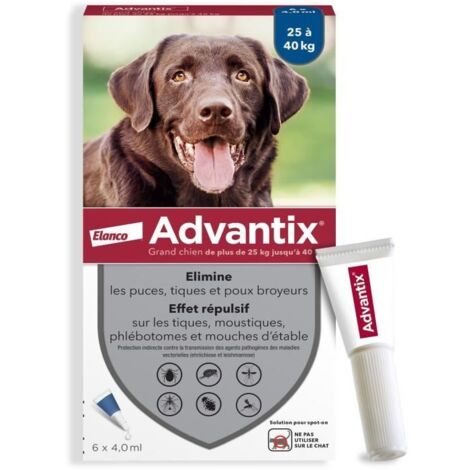 ADVANTIX 6 pipettes antiparasitaires - Pour grand chien de plus de 25kg