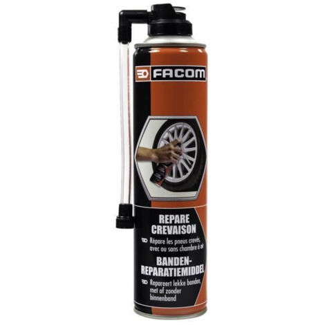 Facom – Bombe anti-crevaison 400 ml pour pneus jusqu'à 195 mm – Compatible avec pneus gonflés à l'azote – Réparation rapide sans démontage