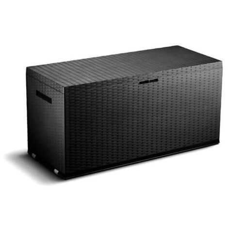 Coffre de jardin en résine 350 L – Dimensions 120 x 52 x 60 cm – Couleur gris anthracite – Résistant aux intempéries – Tood (1/3)