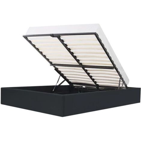 Lit adulte 160 x 200 cm avec coffre de rangement - Simili Noir - ECLIPSE (1/5)